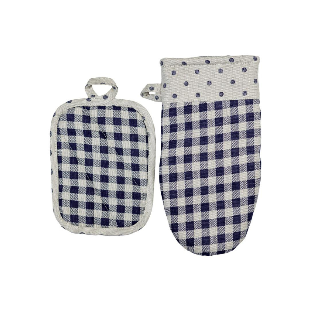 Кухонна прихватка Прованс Набір рукавиця 29х15 та прихватка 15х20 Синя клітинка (035696) - фото 4 Кухонна прихватка Прованс Набір рукавиця 29х15 та прихватка 15х20 Синя клітинка (035696) - фото 4