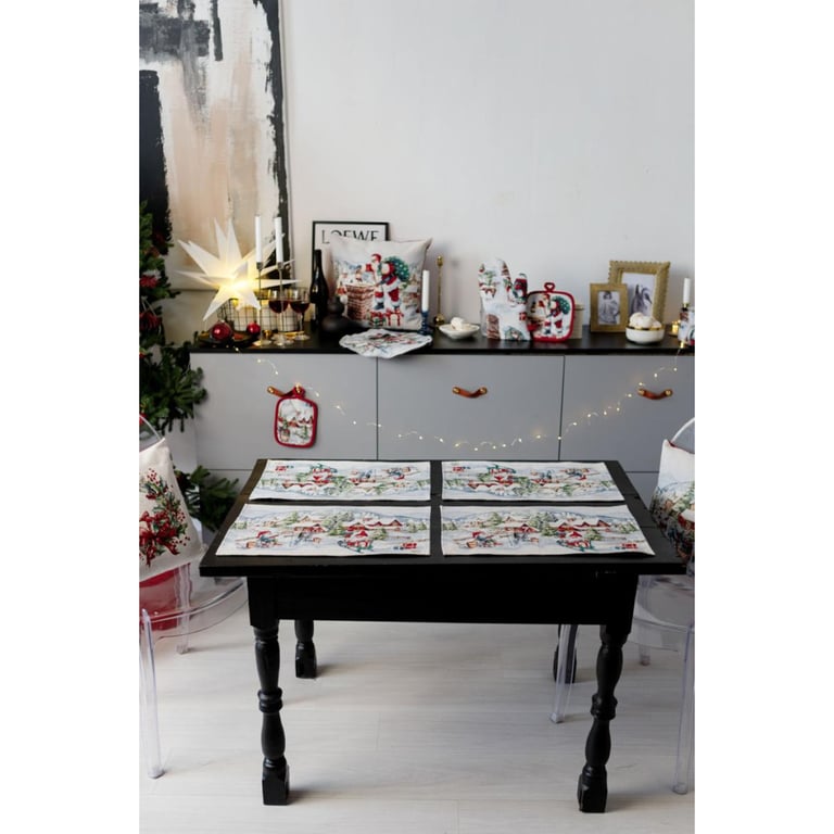 Серветка на стіл Прованс гобеленова з велюром Снігова зима 30х50 см (036440) - фото 10