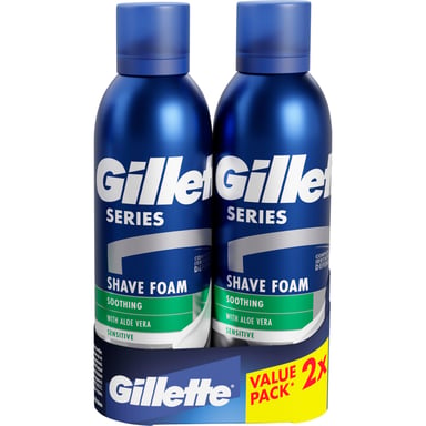 Піна для гоління Gillette Series Soothing Для чутливої шкіри з алое вера 200 мл + 200 мл (8700216579889) - фото 1