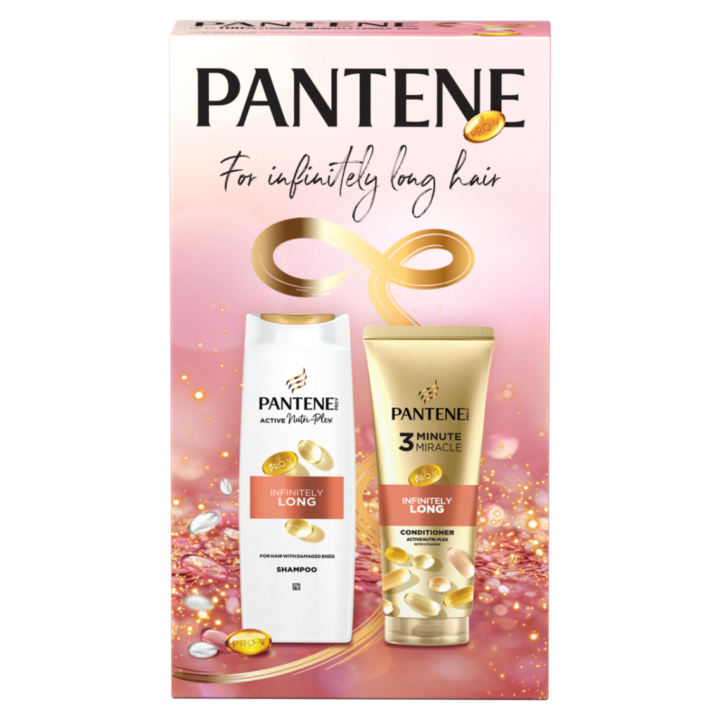 Набір косметики Pantene Pro-V Infinitely Long Шампунь 400 мл + Бальзам-ополіскувач 220 мл (8700216614870) - фото 2 Набір косметики Pantene Pro-V Infinitely Long Шампунь 400 мл + Бальзам-ополіскувач 220 мл (8700216614870) - фото 2