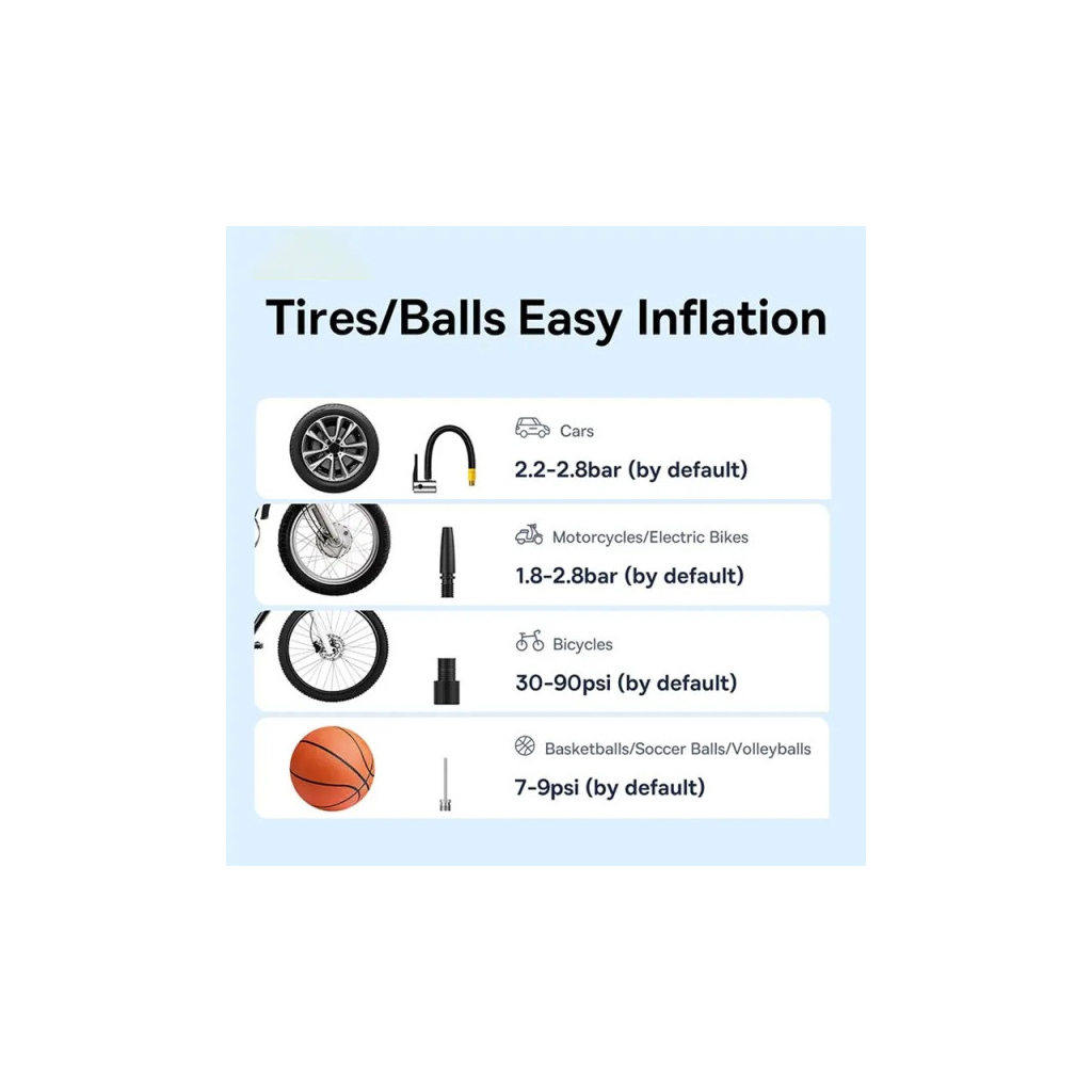 Автомобільний компресор Baseus Super Mini Pro Black (C1115930011100) - фото 8 Автомобільний компресор Baseus Super Mini Pro Black (C1115930011100) - фото 8