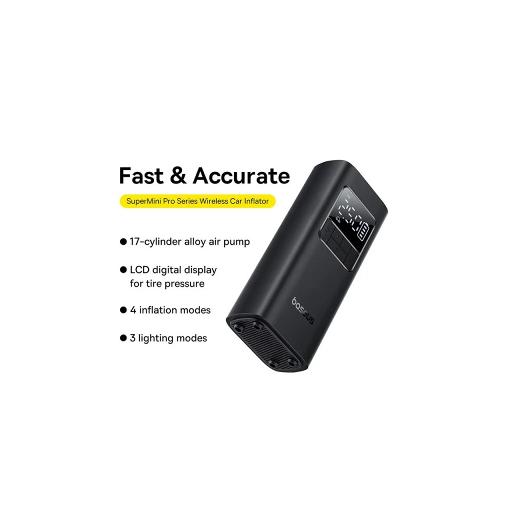Автомобільний компресор Baseus Super Mini Pro Black (C1115930011100) - фото 10 Автомобільний компресор Baseus Super Mini Pro Black (C1115930011100) - фото 10