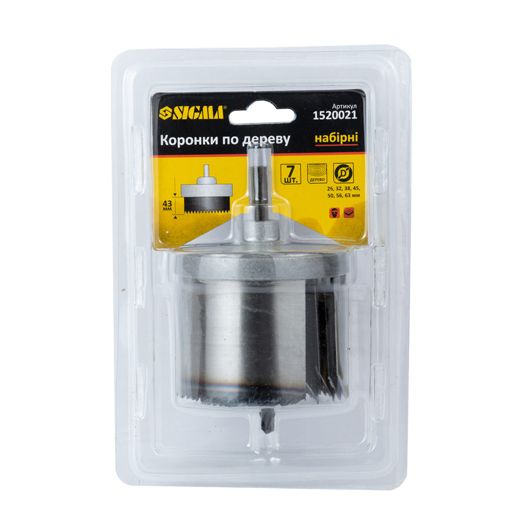 Коронка Sigma по дереву набірна 2" Ø26-63 мм висота 43 мм (1520021) - фото 9 Коронка Sigma по дереву набірна 2" Ø26-63 мм висота 43 мм (1520021) - фото 9