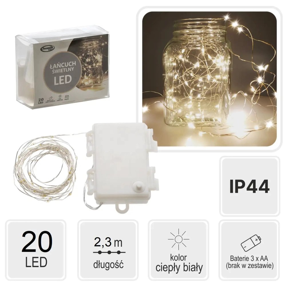 Гірлянда Chomik Струна 2.3 м 20 LED Теплий білий (5900779802636) - фото 6 Гірлянда Chomik Струна 2.3 м 20 LED Теплий білий (5900779802636) - фото 6