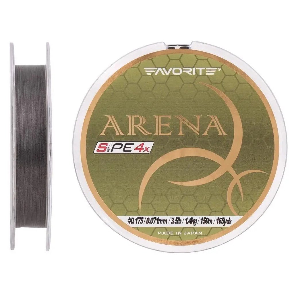 Шнур Favorite Arena PE 4x 150m 0.175/0.071mm 3.5lb/1.4kg Silver Gray (1693.10.88) - фото 2 Шнур Favorite Arena PE 4x 150m 0.175/0.071mm 3.5lb/1.4kg Silver Gray (1693.10.88) - фото 2