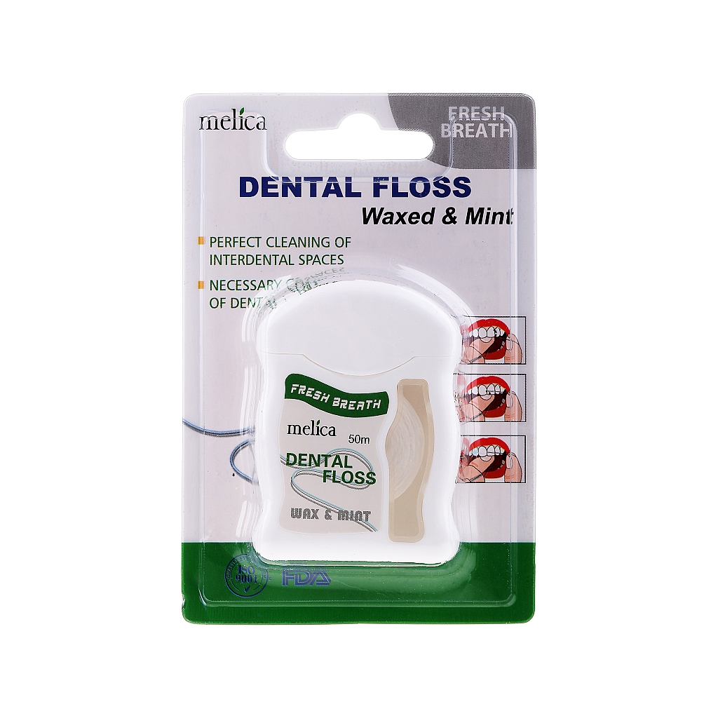 Зубна нитка Melica Dental Floss Waxed & Mint 50 м (4770416002481) - фото 1 Зубна нитка Melica Dental Floss Waxed & Mint 50 м (4770416002481) - фото 1