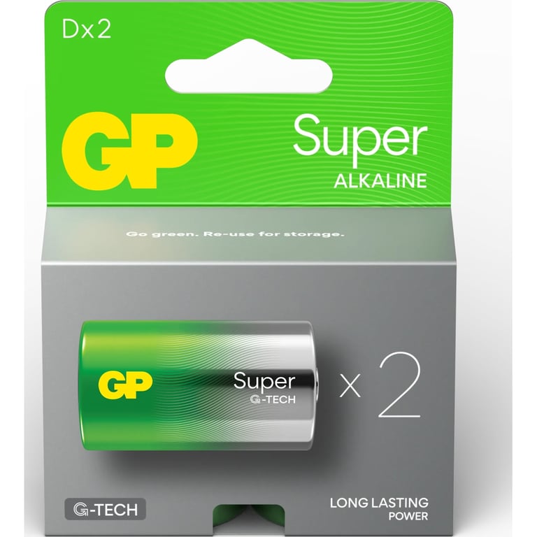 Батарейка Gp D Super Alkaline LR20 * 2 (13A21-SB2 / 4891199220142) - фото 2