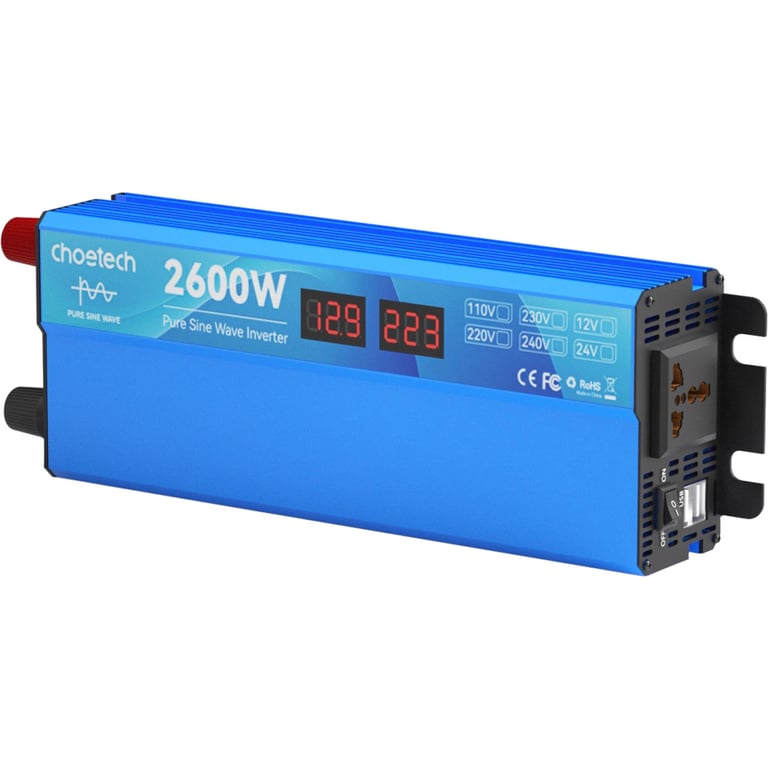 Автомобільний інвертор Choetech 12/220V 1300Вт, чиста синусоїда (CJ2600Q-V2) - фото 1