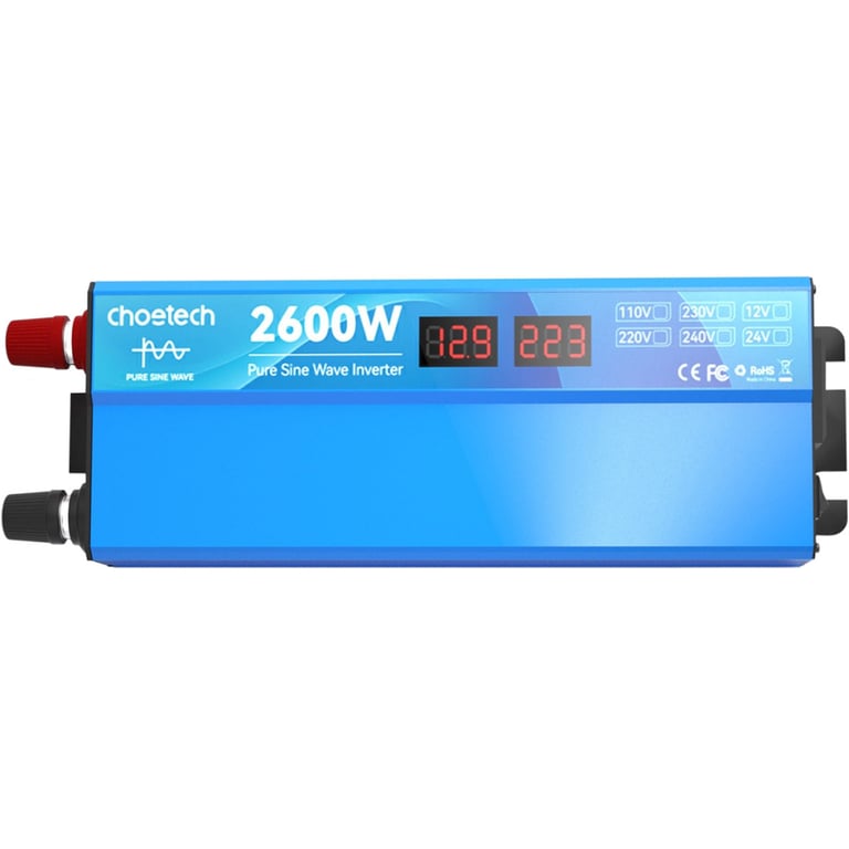 Автомобільний інвертор Choetech 12/220V 1300Вт, чиста синусоїда (CJ2600Q-V2) - фото 2