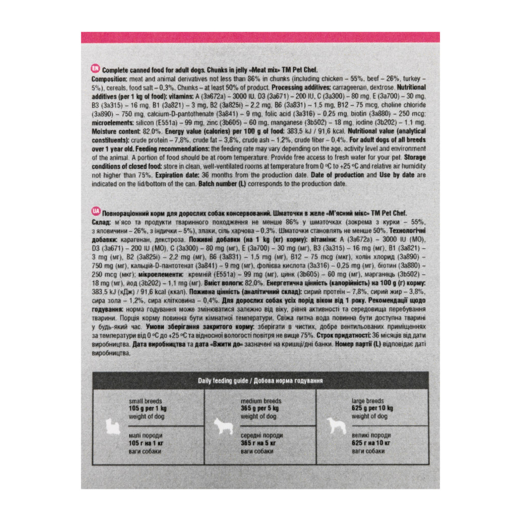 Вологий корм для собак Pet Chef М'ясний мікс 800 г (4820255193649) - фото 8 Вологий корм для собак Pet Chef М'ясний мікс 800 г (4820255193649) - фото 8