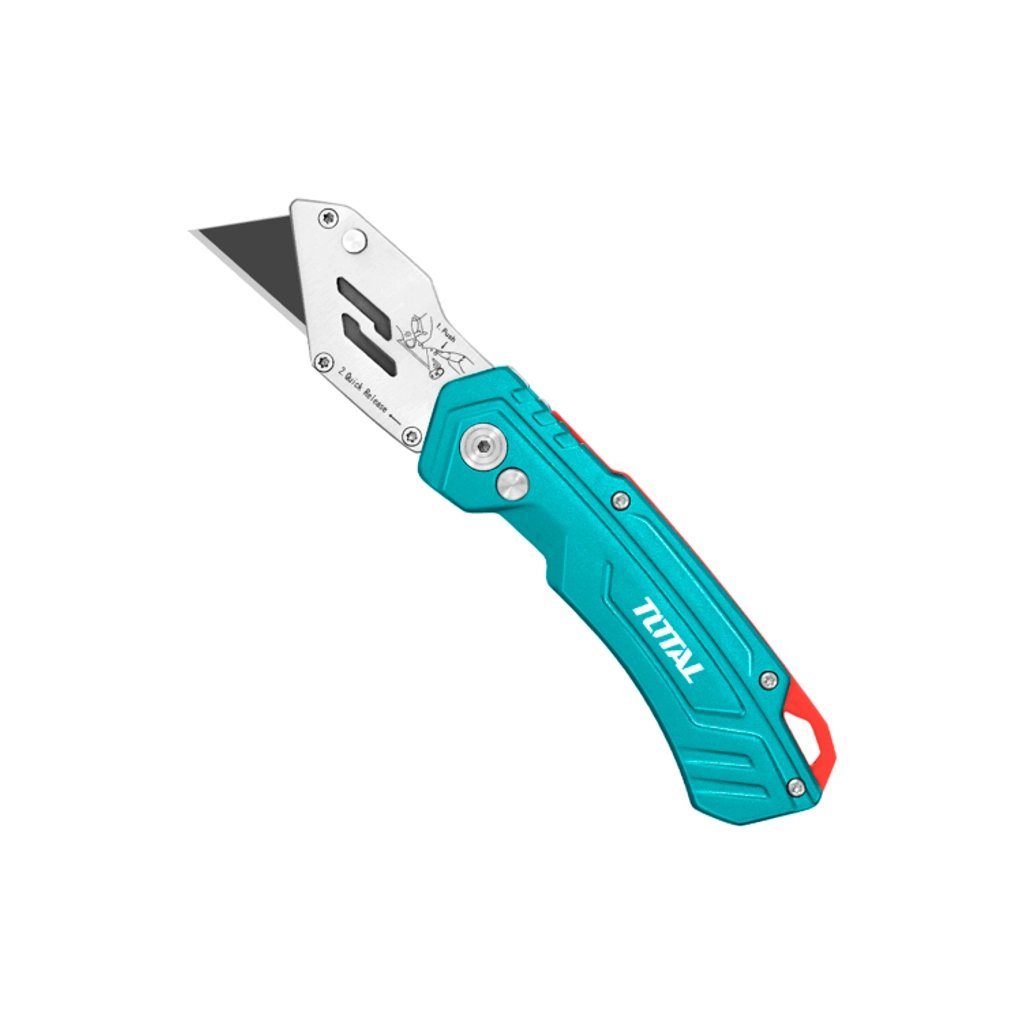 Ніж монтажний Total THT5136288 складений, висувне лезо 61x19мм, довжина 180мм. (THT5136288) Ніж монтажний Total THT5136288 складений, висувне лезо 61x19мм, довжина 180мм. (THT5136288)