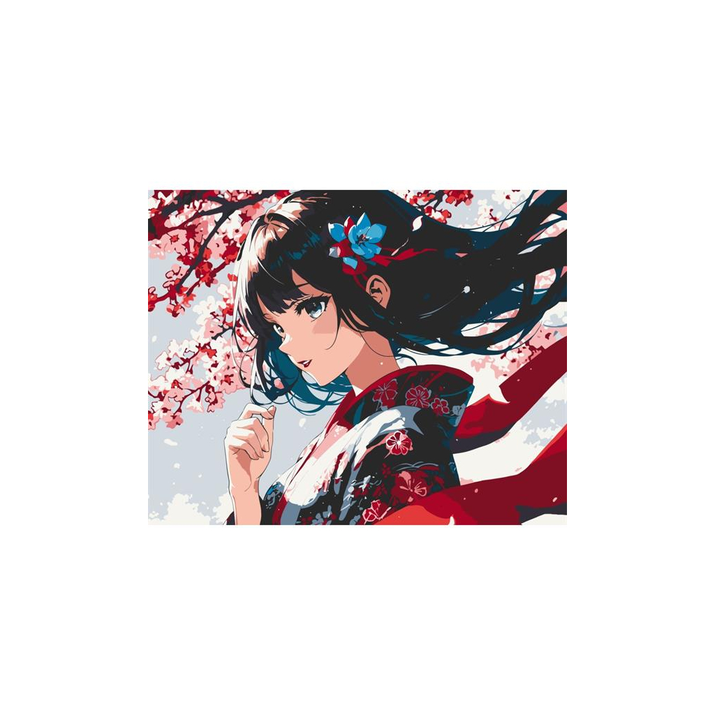 Картина по номерам ArtCraft Дівчина з сакурою 40х50 см (16107-AC) Картина по номерам ArtCraft Дівчина з сакурою 40х50 см (16107-AC)