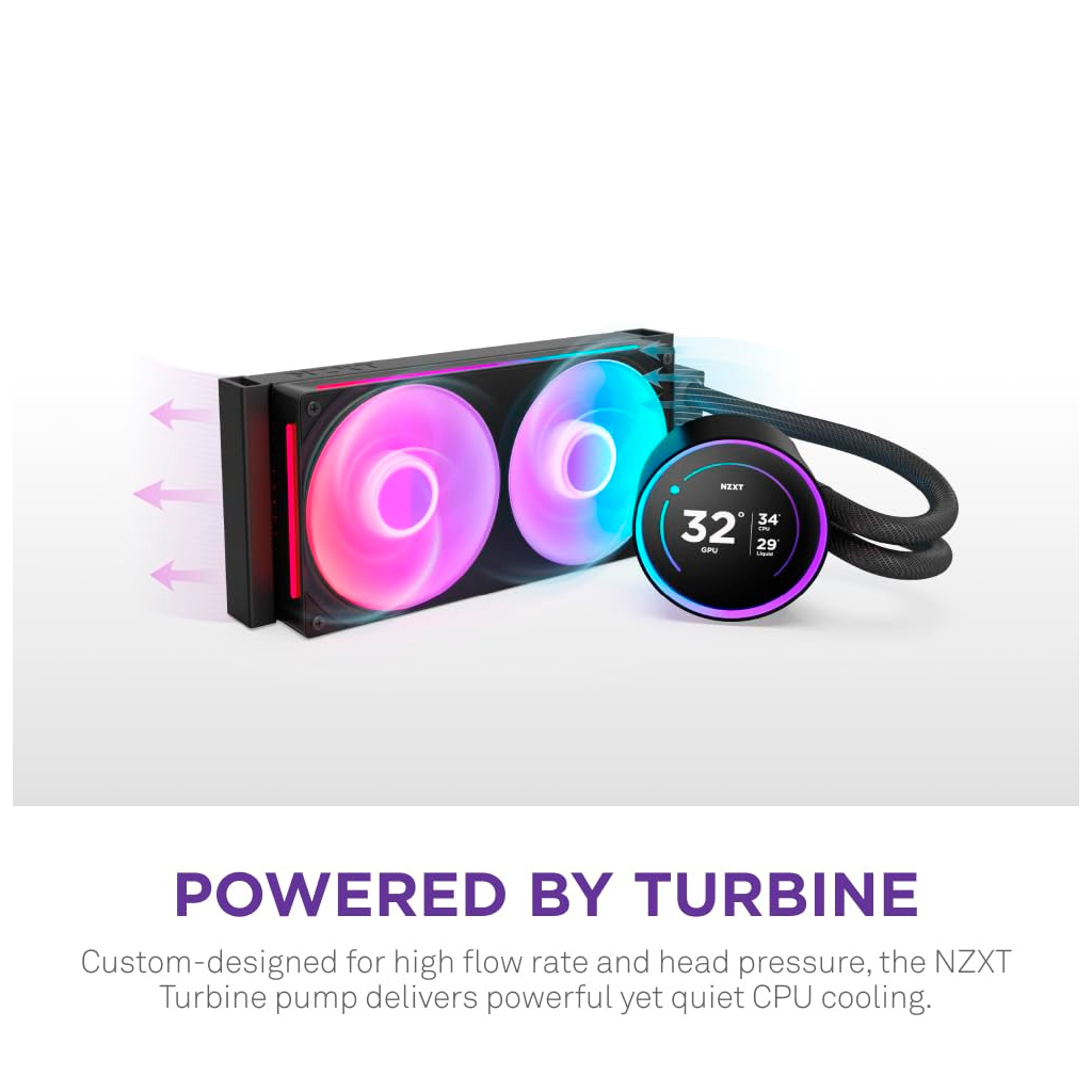 Система рідинного охолодження NZXT Kraken Elite RGB 280mm AIO (RL-KR28E-B2) - фото 8 Система рідинного охолодження NZXT Kraken Elite RGB 280mm AIO (RL-KR28E-B2) - фото 8