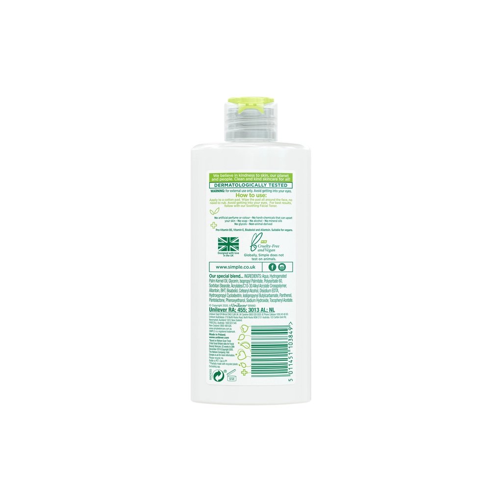 Лосьйон для обличчя Simple Kind to Skin Purifying Cleansing Lotion 200 мл (5011451103849) - фото 2 Лосьйон для обличчя Simple Kind to Skin Purifying Cleansing Lotion 200 мл (5011451103849) - фото 2