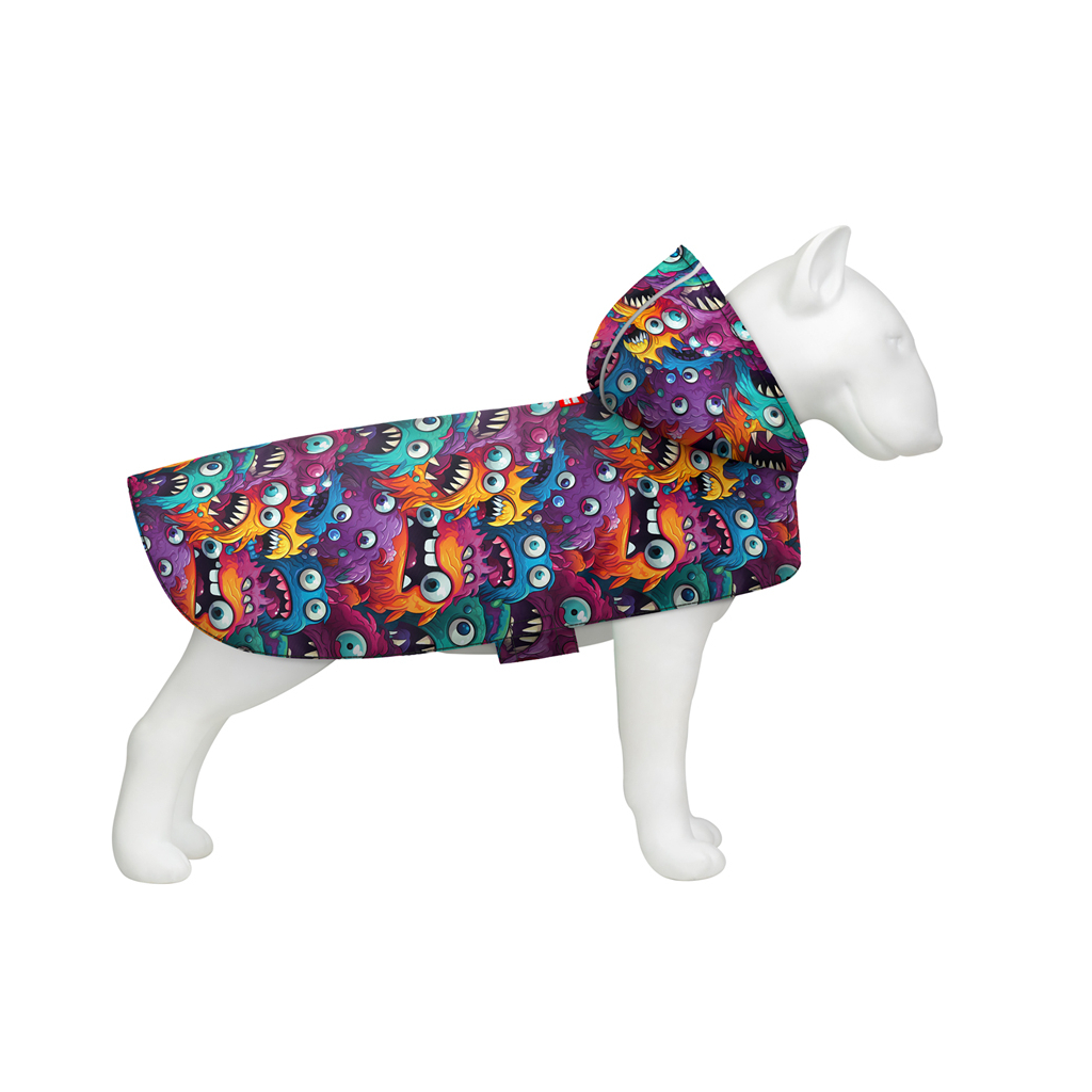 Дощовик для тварин WAUDOG Clothes Накидка з капюшоном Зубасті монстри S (356-4048) - фото 1 Дощовик для тварин WAUDOG Clothes Накидка з капюшоном Зубасті монстри S (356-4048) - фото 1