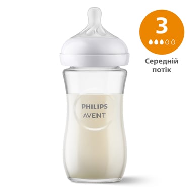 Пляшечка для годування Philips AVENT Natural Природний потік 240 мл склаяна (SCY933/01) - фото 1