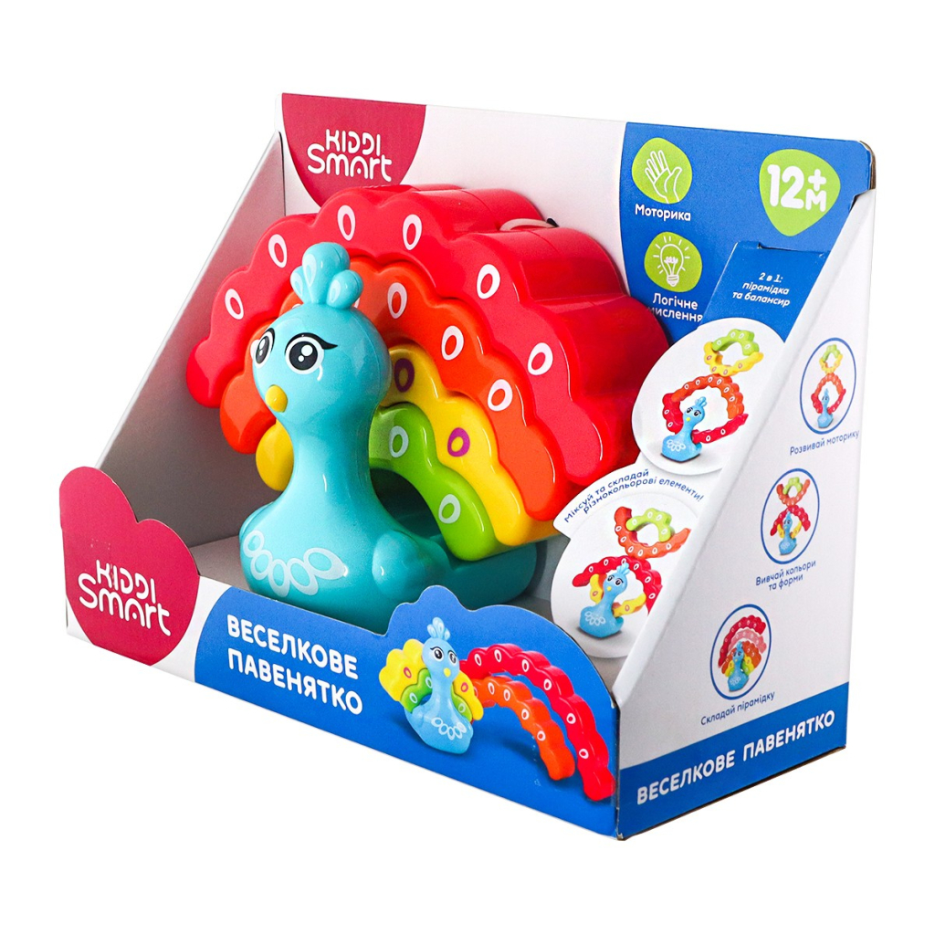Розвиваюча іграшка Kiddi Smart Веселкове павенятко (4508-KS) - фото 6 Розвиваюча іграшка Kiddi Smart Веселкове павенятко (4508-KS) - фото 6
