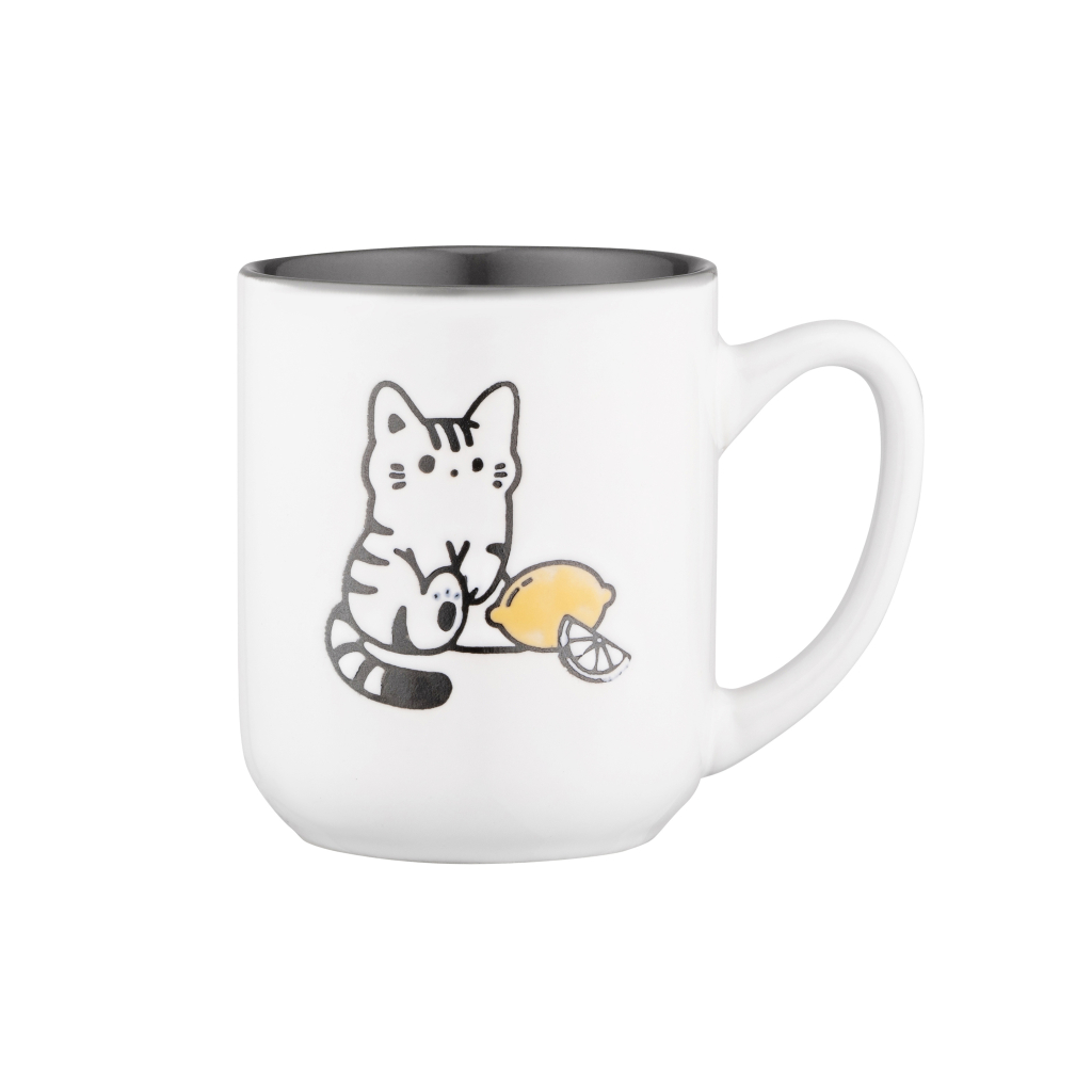 Чашка Ardesto Cat, 380мл, кераміка, біло-сірий (AR3055) - фото 1