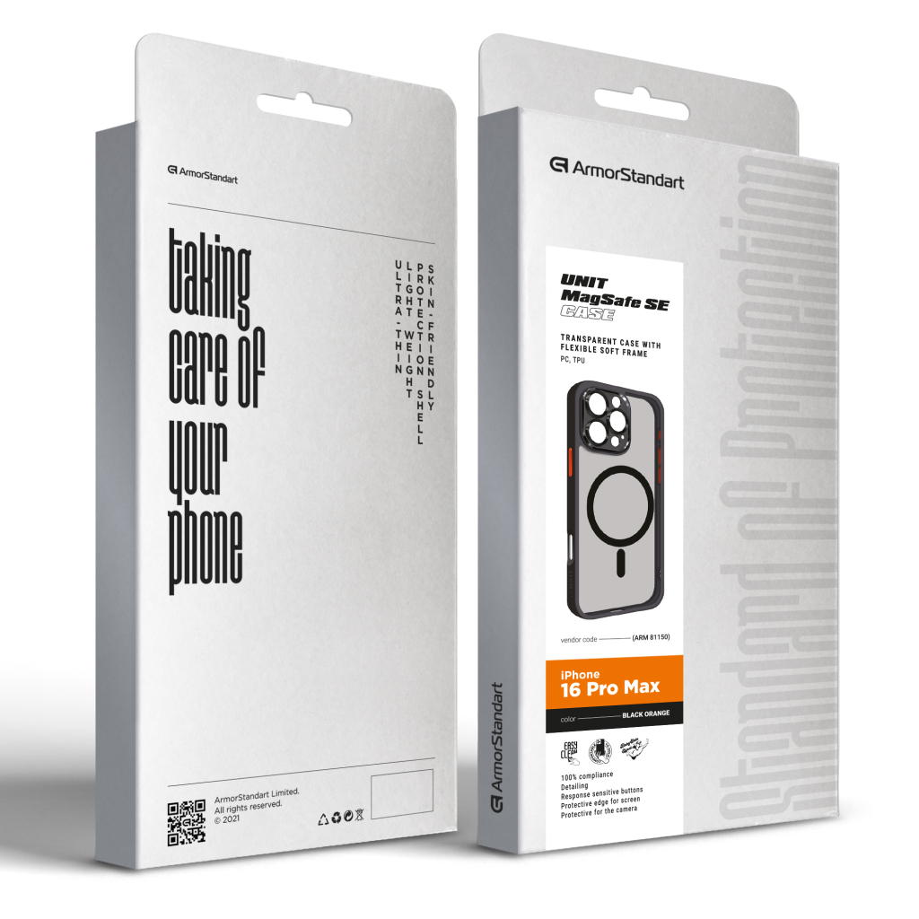 Чохол до мобільного телефона Armorstandart Unit MagSafe SE Apple iPhone 16 Pro Max Black Orange (ARM81150) - фото 2 Чохол до мобільного телефона Armorstandart Unit MagSafe SE Apple iPhone 16 Pro Max Black Orange (ARM81150) - фото 2