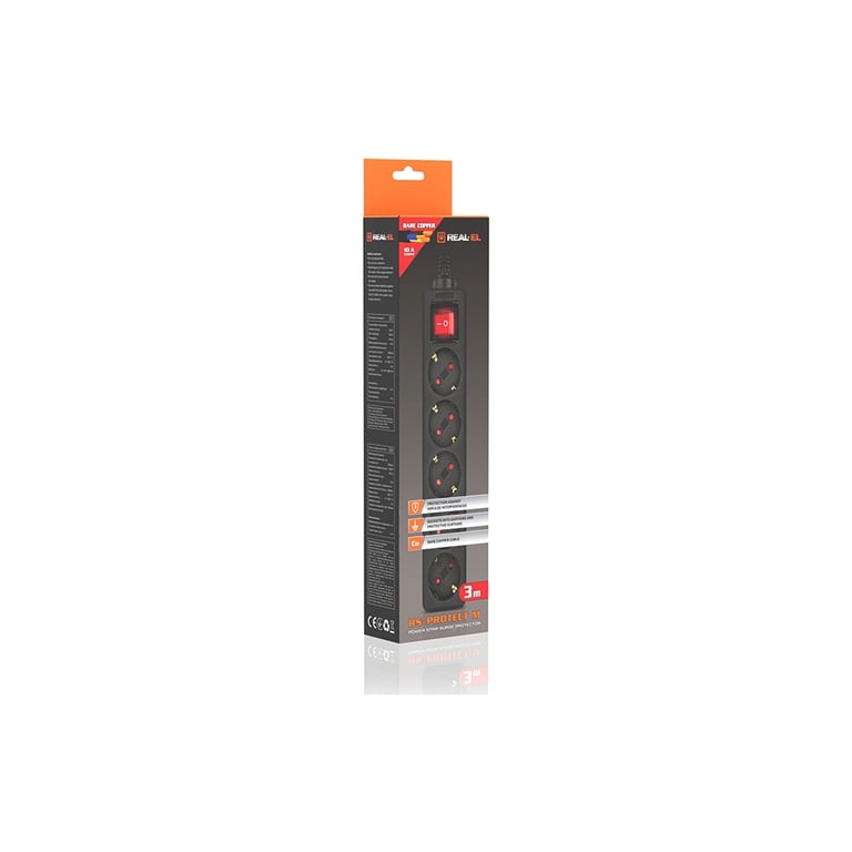 Мережевий фільтр живлення REAL-EL RS-PROTECT M 10m, black (EL122300037) - фото 11