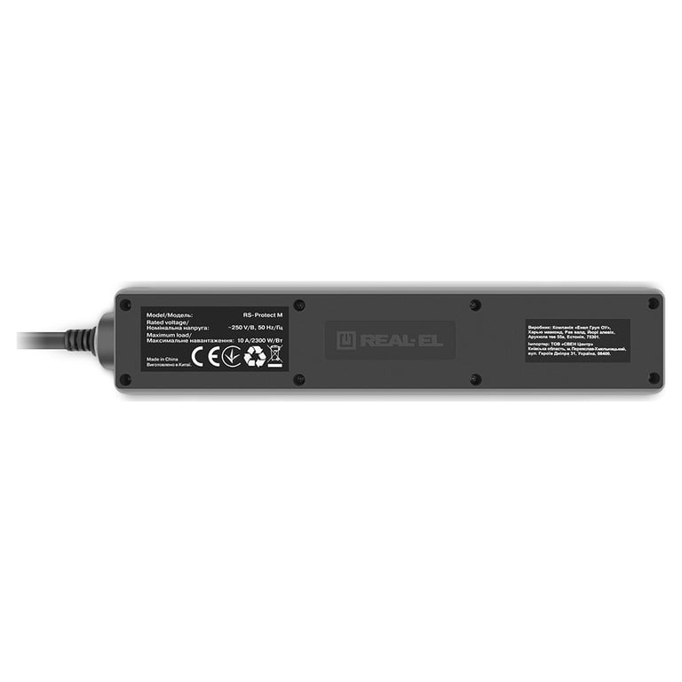 Мережевий фільтр живлення REAL-EL RS-PROTECT M 10m, black (EL122300037) - фото 7