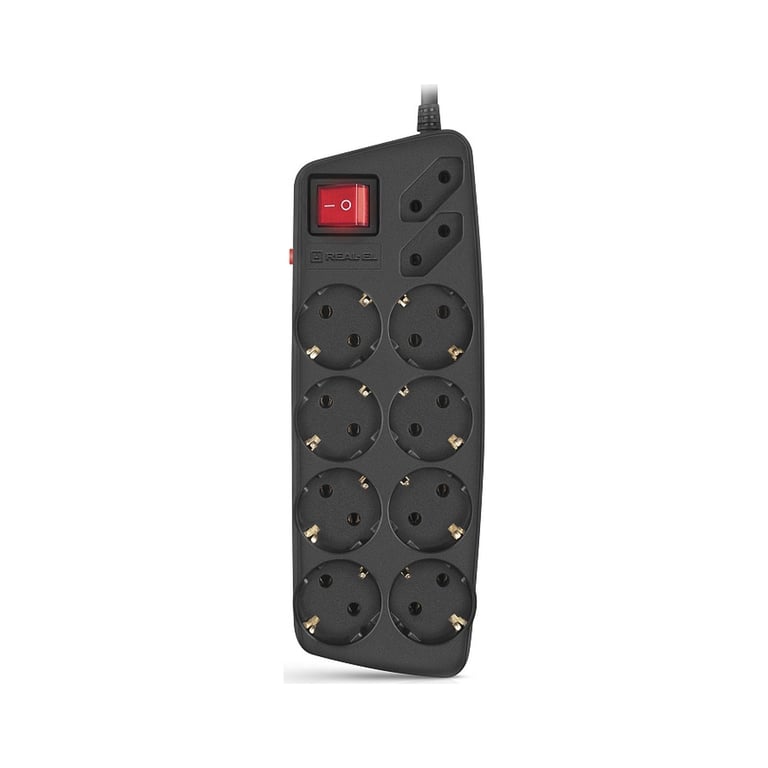 Мережевий фільтр живлення REAL-EL REAL-EL RS-10 Protect, 5m, black (EL122300040) - фото 1