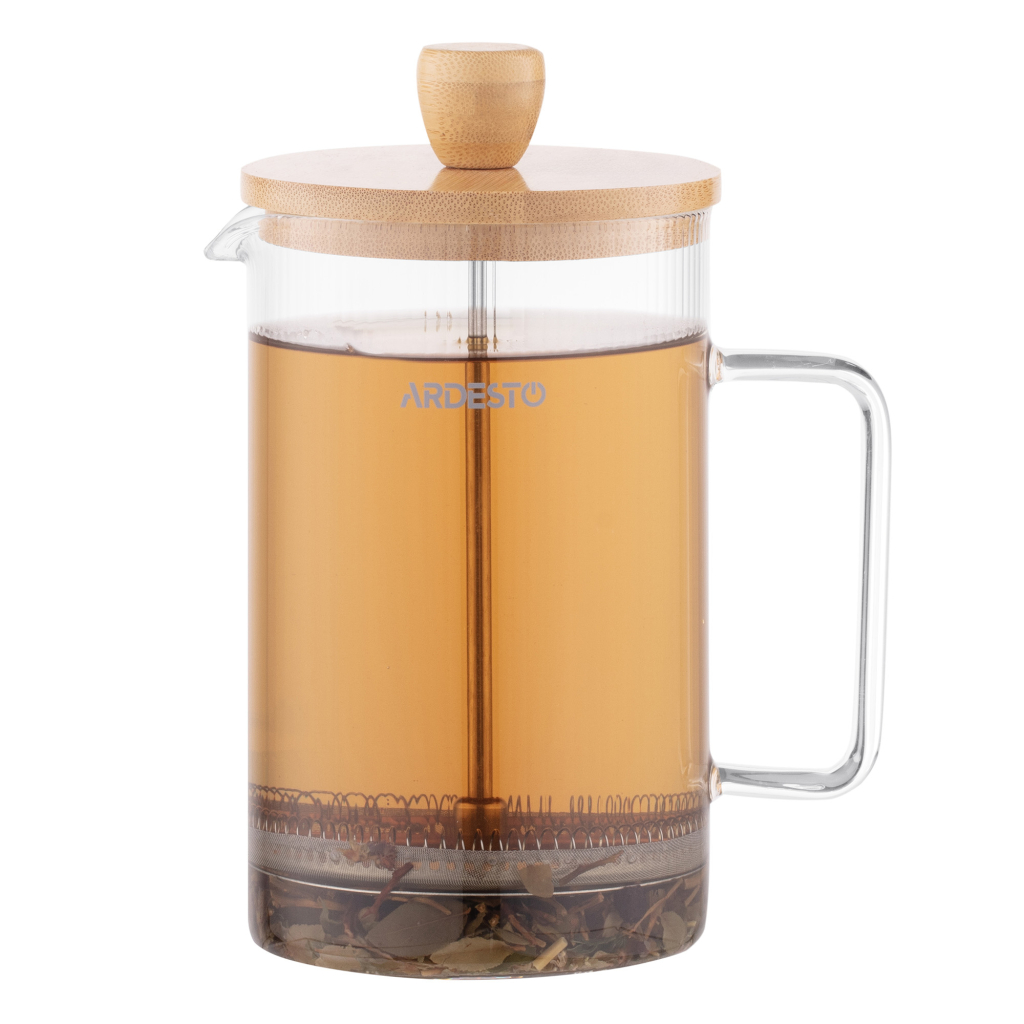Френч-прес Ardesto Midori, 800мл, боросилікатне скло, бамбук, прозорий (AR1009WL) Френч-прес Ardesto Midori, 800мл, боросилікатне скло, бамбук, прозорий (AR1009WL)