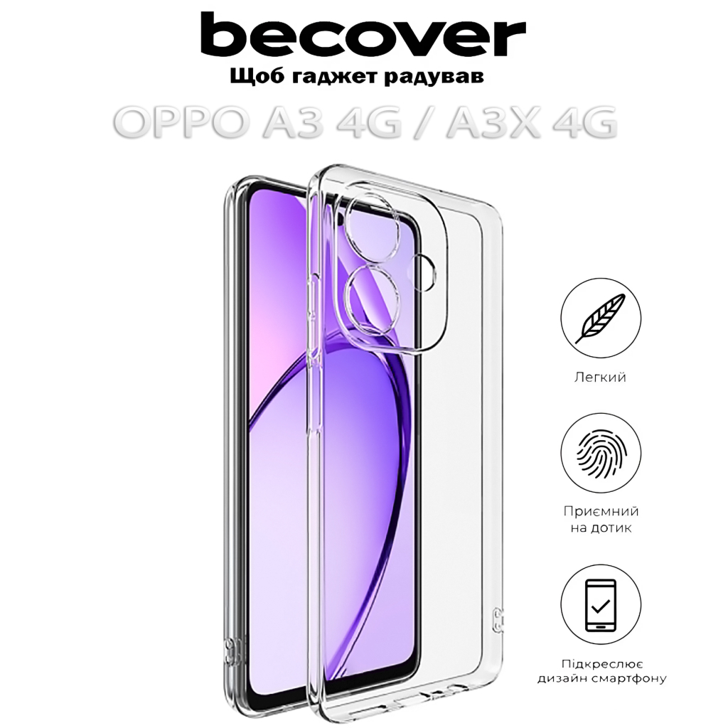 Чохол до мобільного телефона BeCover Oppo A3 4G / А3х 4G / A40m Transparancy (712770) - фото 5 Чохол до мобільного телефона BeCover Oppo A3 4G / А3х 4G / A40m Transparancy (712770) - фото 5