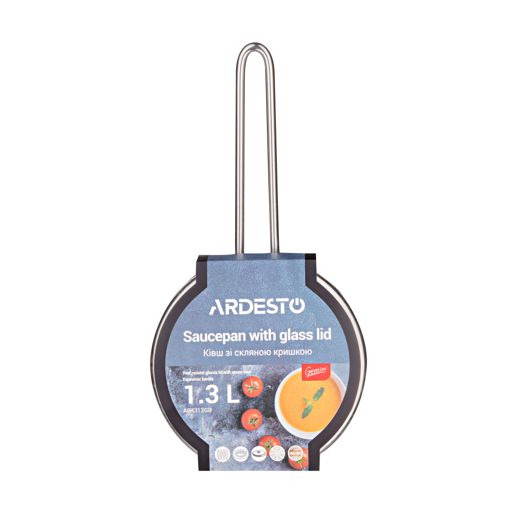 Ківш Ardesto Gemini Liguria, 1.3л, нержавіюча сталь (AR4313GB) - фото 3 Ківш Ardesto Gemini Liguria, 1.3л, нержавіюча сталь (AR4313GB) - фото 3