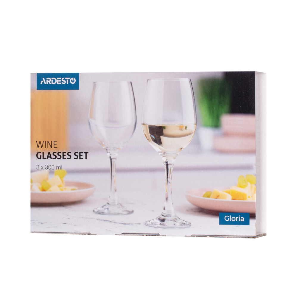 Набір келихів Ardesto Gloria, 300мл, 3шт, скло, прозорий (AR2630GWT) - фото 2 Набір келихів Ardesto Gloria, 300мл, 3шт, скло, прозорий (AR2630GWT) - фото 2