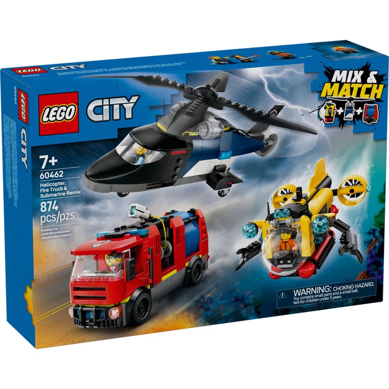 Конструктор LEGO City Ремікс вертольотів, пожежних машин і підводних човнів (60462) - фото 1