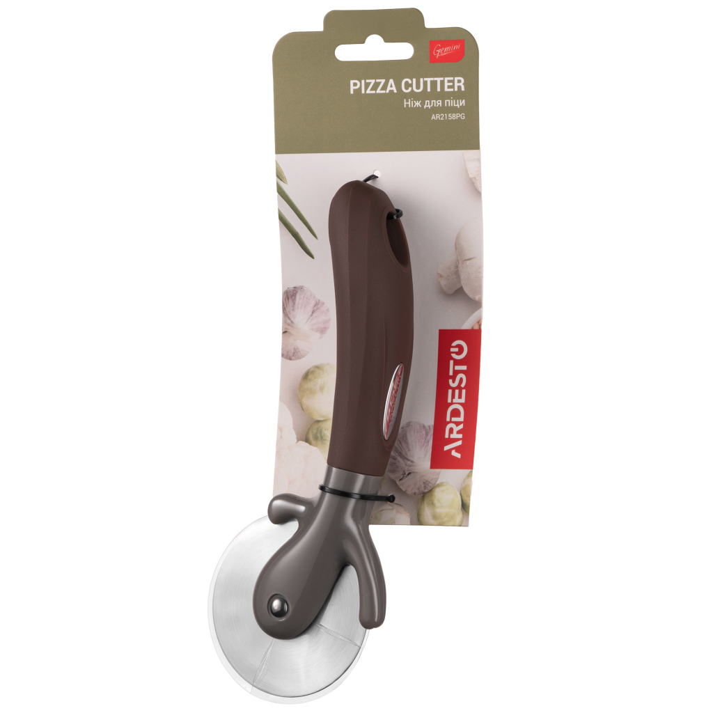 Ніж для піци Ardesto Gemini, 20см, нержавіюча сталь, пластик, сіро-коричневий (AR2158PG)