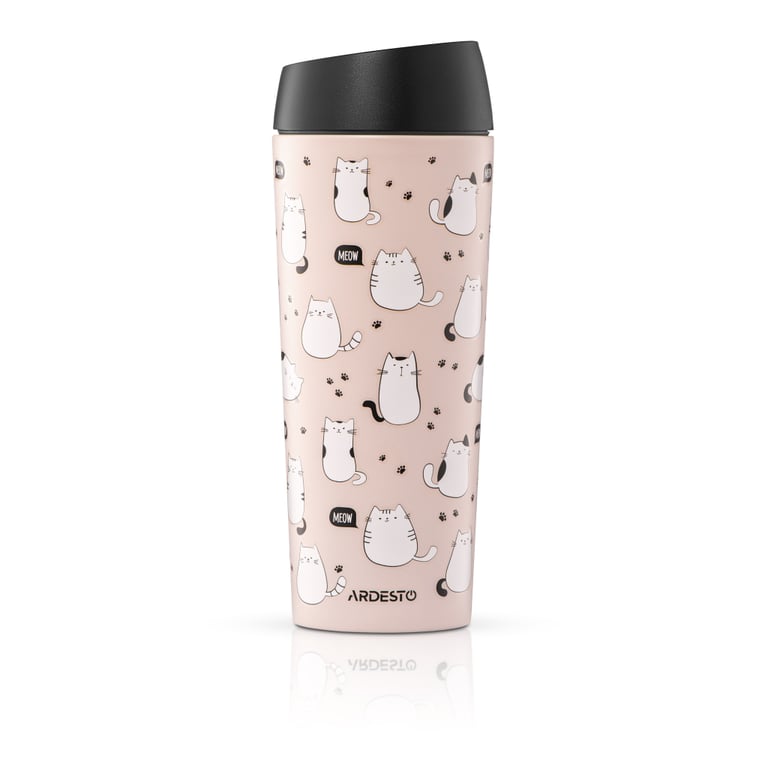 Термокружка Ardesto Coffee Time Animals Cats 450мл, нержавіюча сталь, коричневий (AR2645FC) - фото 2