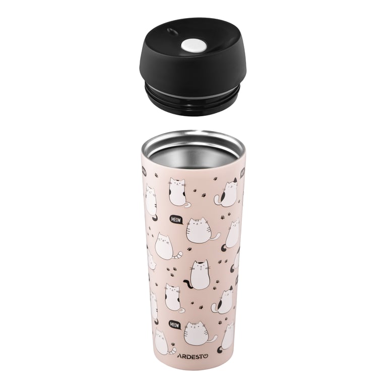 Термокружка Ardesto Coffee Time Animals Cats 450мл, нержавіюча сталь, коричневий (AR2645FC) - фото 4