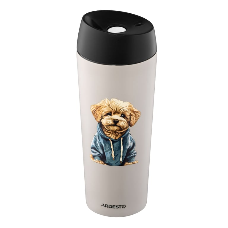 Термокружка Ardesto Coffee Time Maltipoo 450мл, нержавіюча сталь, бежевий (AR2645MP) - фото 3