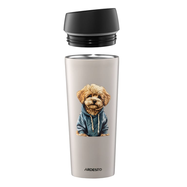 Термокружка Ardesto Coffee Time Maltipoo 450мл, нержавіюча сталь, бежевий (AR2645MP) - фото 4