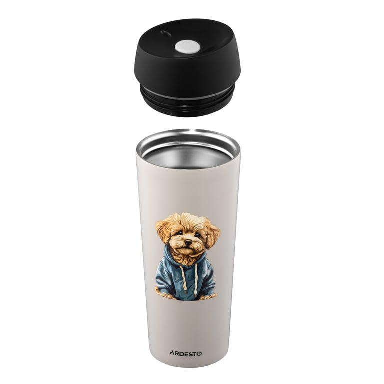 Термокружка Ardesto Coffee Time Maltipoo 450мл, нержавіюча сталь, бежевий (AR2645MP) - фото 5