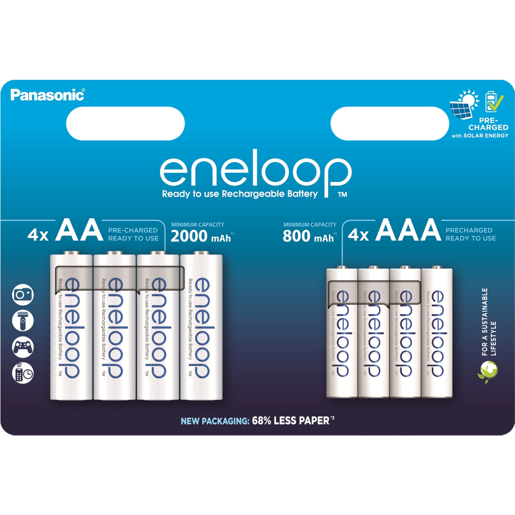Акумулятор Panasonic AA Eneloop 2000mAh NI-MH * 4 + AAA 800mAh NI-MH * 4 (BK-3MCDE+4MCDE/8CP) - фото 1 Акумулятор Panasonic AA Eneloop 2000mAh NI-MH * 4 + AAA 800mAh NI-MH * 4 (BK-3MCDE+4MCDE/8CP) - фото 1