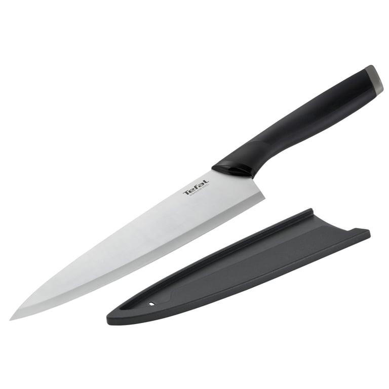 Кухонний ніж Tefal Comfort, 20см, з чохлом, нержавіюча сталь, пластик, чорний (K2213244) - фото 1