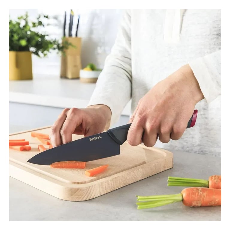 Набір ножів Tefal Fresh Kitchen, дерев'яна колода, 5шт, нержавіюча сталь, чорний (K122S504) - фото 7