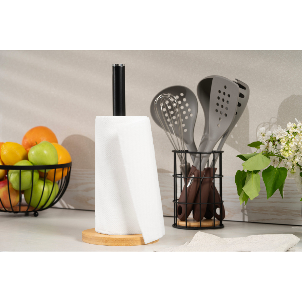 Тримач паперових рушників Ardesto Midori 15х34см, метал, бамбук, чорний (AR0913BB) - фото 2 Тримач паперових рушників Ardesto Midori 15х34см, метал, бамбук, чорний (AR0913BB) - фото 2