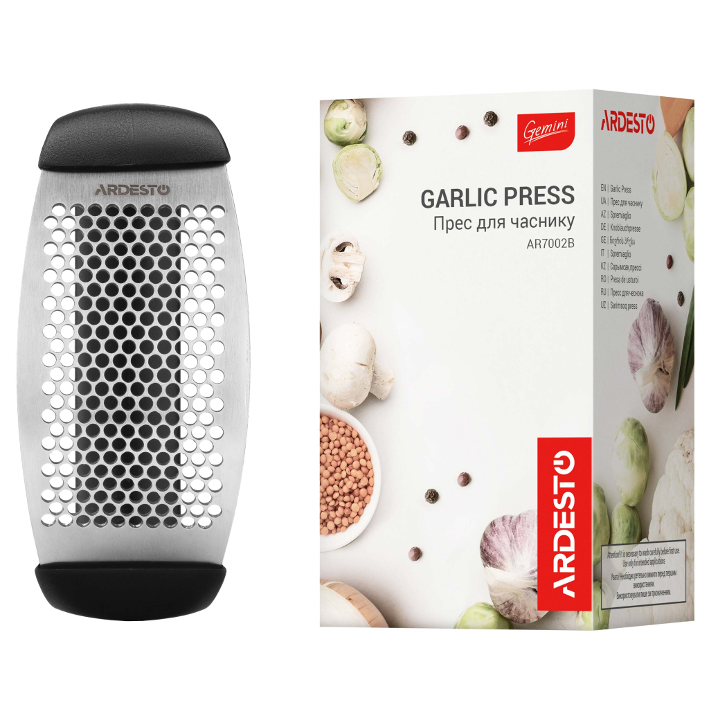 Прес для часнику Ardesto Gemini, 12см, нержавіюча сталь, пластик, чорний (AR7002B) - фото 5 Прес для часнику Ardesto Gemini, 12см, нержавіюча сталь, пластик, чорний (AR7002B) - фото 5