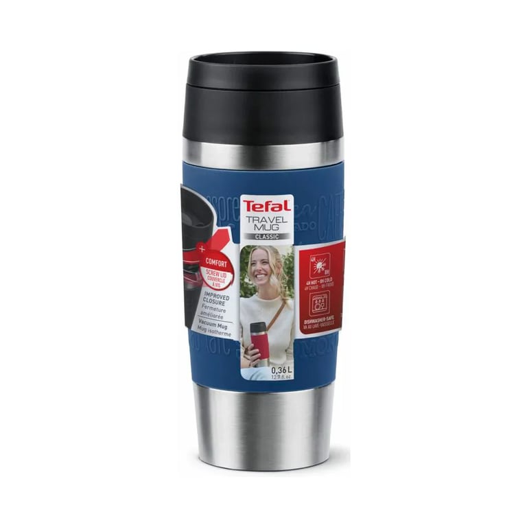 Термокружка Tefal Travel Mug Classic, 360мл, нержавіюча сталь, синій (N2020310) - фото 2