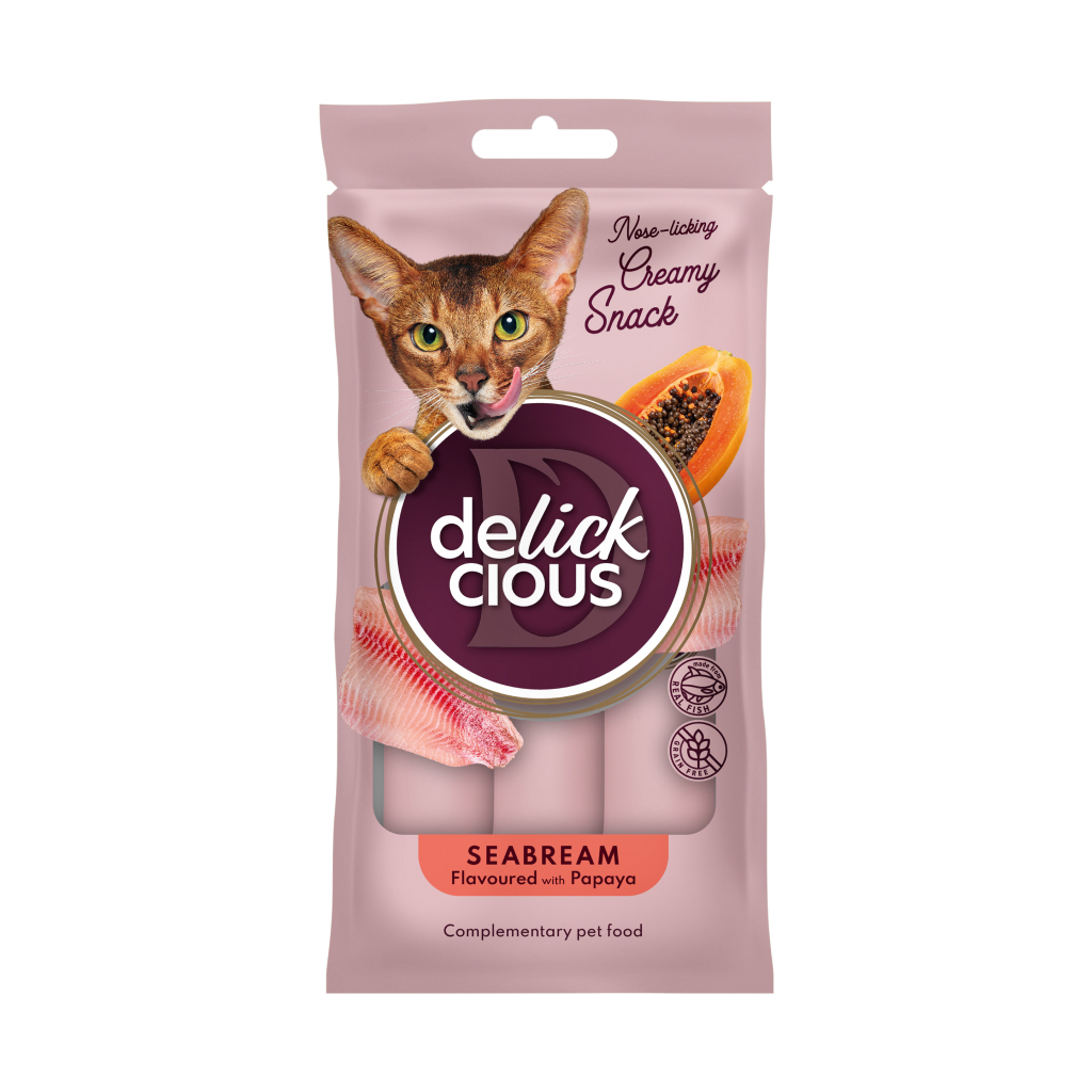 Ласощі для котів Delickcious Дорада з додаванням папаї 4 х 15 г (4820269141612) - фото 1 Ласощі для котів Delickcious Дорада з додаванням папаї 4 х 15 г (4820269141612) - фото 1