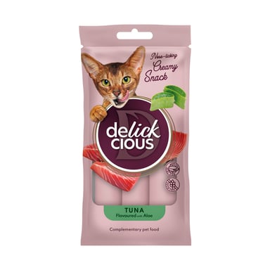 Ласощі для котів Delickcious Тунець з додаванням алое 4 х 15 г (4820269141605) - фото 1