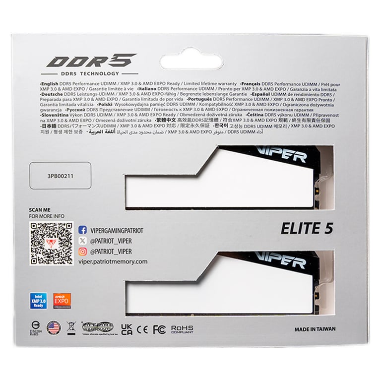 Модуль пам'яті для комп'ютера DDR5 32GB (2x16GB) 5600 MHz Viper Elite 5 Patriot (VEB532G5636KW) - фото 8