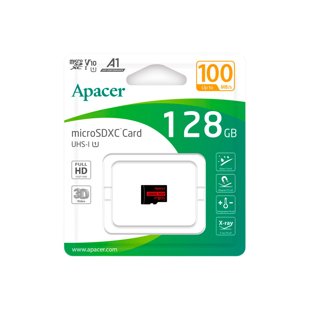 Карта пам'яті Apacer 128GB microSD class 10 UHS-I V10 A1 (AP128GMCSX10UB-RA) - фото 2 Карта пам'яті Apacer 128GB microSD class 10 UHS-I V10 A1 (AP128GMCSX10UB-RA) - фото 2