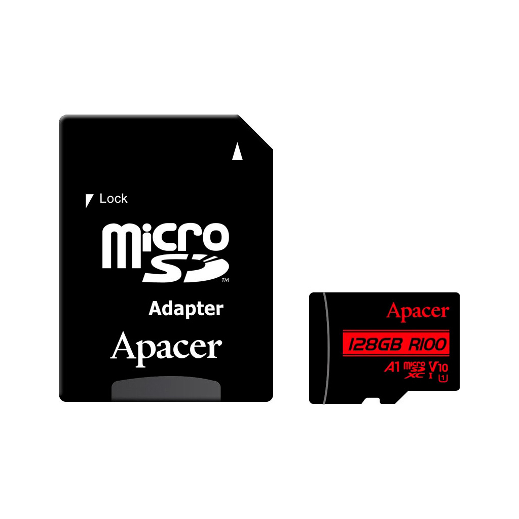 Карта пам'яті Apacer 128GB microSD class 10 UHS-I V10 A1 (AP128GMCSX10UB-R) - фото 1