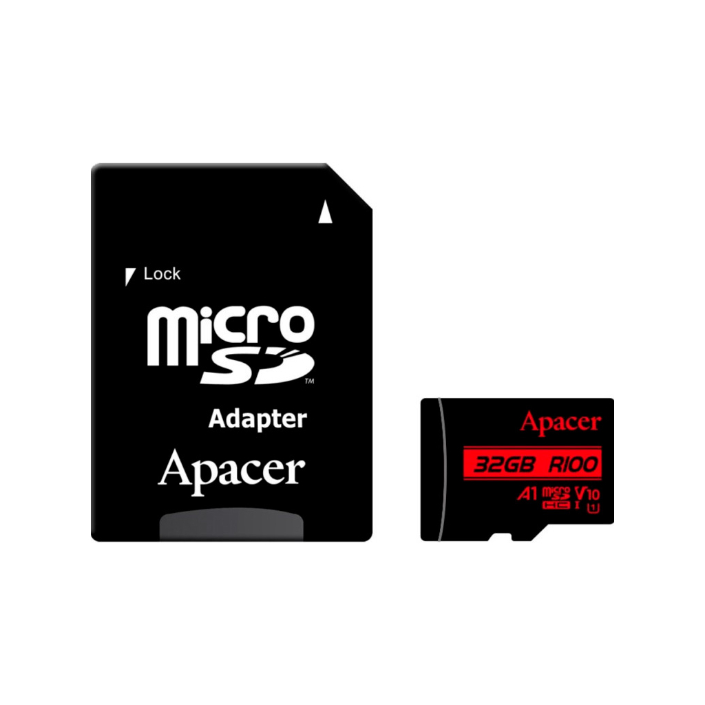 Карта пам'яті Apacer 32GB microSD class 10 UHS-I V10 A1 (AP32GMCSH10UB-R) - фото 1