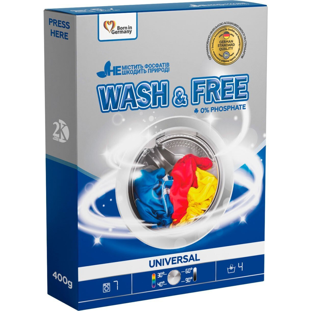Пральний порошок Wash&Free Universal 400 г (4262396140920) Пральний порошок Wash&Free Universal 400 г (4262396140920)